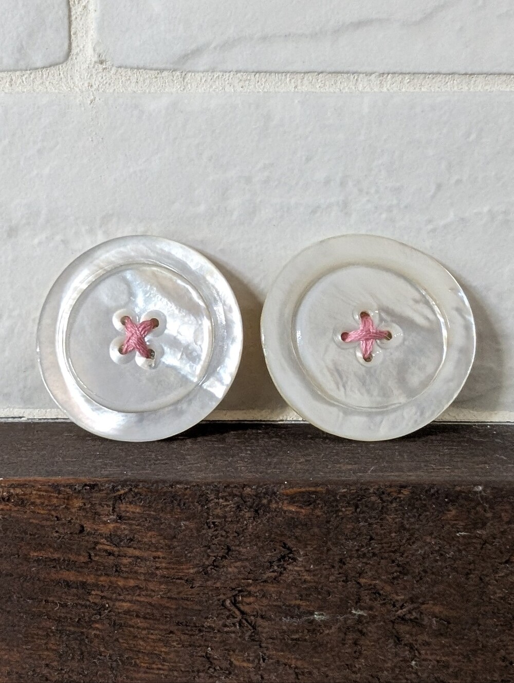 Handmade Upcycled Large Vintage Mother Of Pearl Shell Look Button Hair Clips